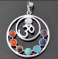 7 Chakra Ohm Silver Crystal Pendant Collection