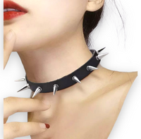 Gypsy Rose Spike Bicast Leather Collar Choker Necklace