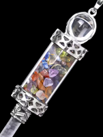 7 Chakra Quartz Crystal Wishing Bottle Energy Healing Dowsing Pendulum