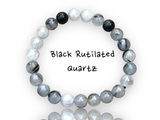 Black Tourmaline Rutilated Quartz Gemstone Energy Bracelet