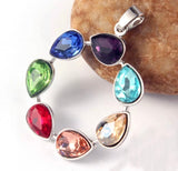 7 Chakra Silver Crystal Circle of Life Pendant Necklace