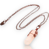 Handmade Wire Wrapped Coil Double Point Natural Crystal Gemstone Pendant Necklace