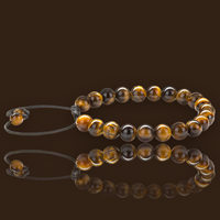 Tiger’s Eye - Yellow Braided Macrame Adjustable Sliding Knot Round Smooth (8mm) Natural Gemstone Crystal Energy Bead Bracelet