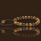Tiger’s Eye - Yellow Braided Macrame Adjustable Sliding Knot Round Smooth (8mm) Natural Gemstone Crystal Energy Bead Bracelet