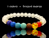 7 CHAKRA & Frosted Quartz Crystal Handmade Energy Bead Bracelet