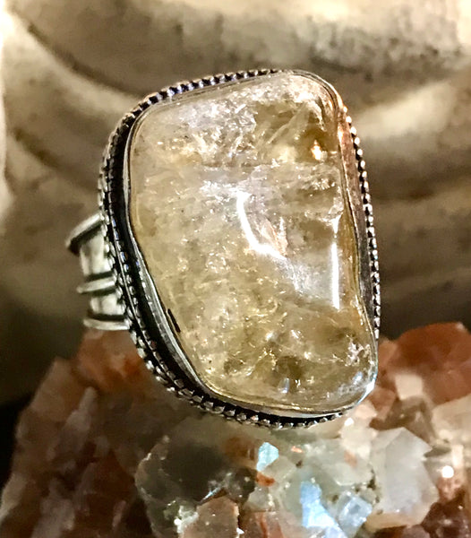 Citrine Natural Gemstone .925 Sterling Silver Ring (Size 9)
