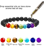 7 CHAKRA Lava Stone Gemstone Aromatherapy Crystal Energy Bead Bracelet