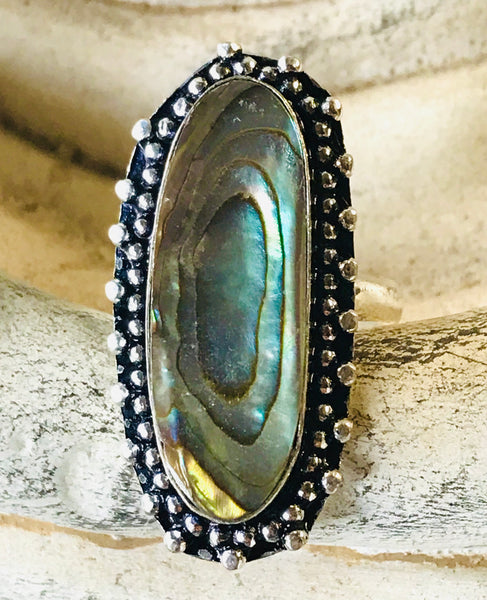 Abalone Shell .925 Sterling Silver Ring (Size 7.25)