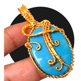 Sleeping Beauty Turquoise Copper Wire Wrapped Pendant