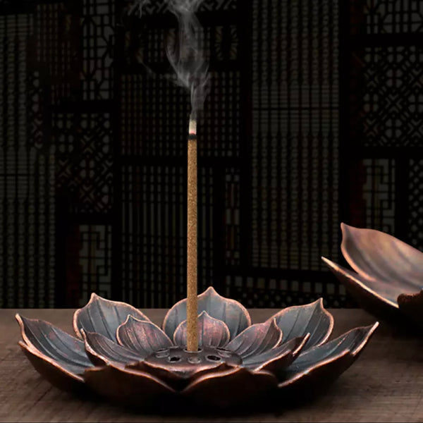 Lotus Brass Stick Incense Burner Holder