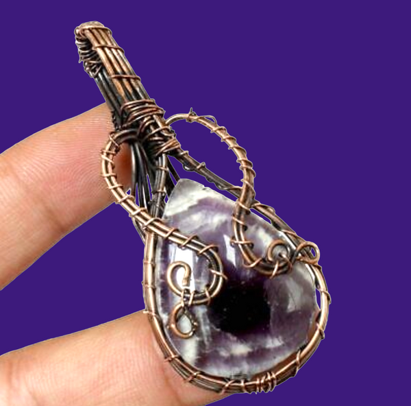 Amethyst Copper Wire Wrapped Pendant