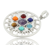 7 Chakra You are the Sun Silver Crystal Pendant Necklace