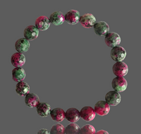 Ruby - Anyolite Ruby in Zoisite Faceted Custom Size Diamond Cut Stretch (8mm) Natural Gemstone Crystal Energy Bracelet