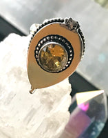 Citrine Gemstone .925 Sterling Silver Poison Ring (Size 9)
