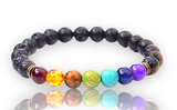 7 CHAKRA + Lava Stone Handmade Gemstone Energy Aromatherapy Bead Bracelet