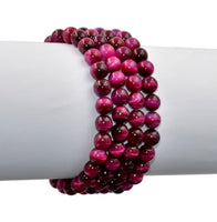Natural Pink Rose TIGER’S EYE Handmade Gemstone Energy Bead Bracelet