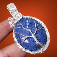 Lapis Lazuli Tree of Life Silver Wire Wrapped Pendant