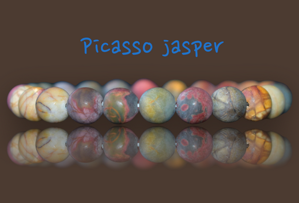 Picasso Jasper Crystal Gemstone Rustic Matte Energy Bead Bracelet