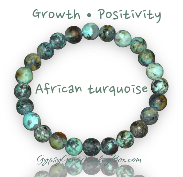 African Turquoise Gemstone Energy Bead Bracelet "RUSTIC BEAUTY”