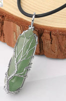 Tree of Life Wire Wrap Gemstone Crystal Double Point Pendant