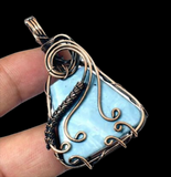 Blue Opal Copper Wire Wrapped Pendant