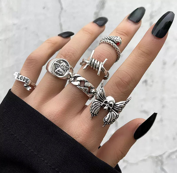 Boho Barb Wire Stackable 6 pc Rings Set