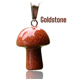 Mushroom Crystal Gemstone Pendant Necklace