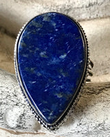 Lapis Lazuli Natural Gemstone .925 Sterling Silver Ring (Size 7.25)