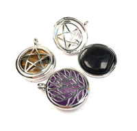 Star Locket Pentacle Pentagram Natural Gemstone Crystal Pendant Necklace/Worry Stone
