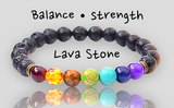7 CHAKRA + Lava Stone Handmade Gemstone Energy Aromatherapy Bead Bracelet
