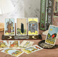 Tarot Oracle Card Ebony Crescent Moon or Rectangular Wood Display Stand Holder