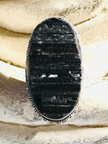 Tourmaline Black Natural Gemstone .925 Sterling Silver Ring (Size 7.5)
