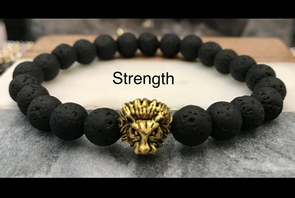 LAVA STONE "LION" Energy Bead Bracelet
