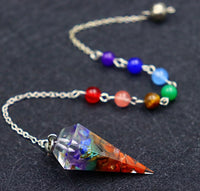 7 Chakra Orgone Energy Healing Dowsing Cone Crystal Pendulum with 7 Chakra Chain