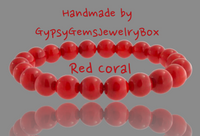 Natural RED CORAL Handmade Gemstone Energy Bead Bracelet