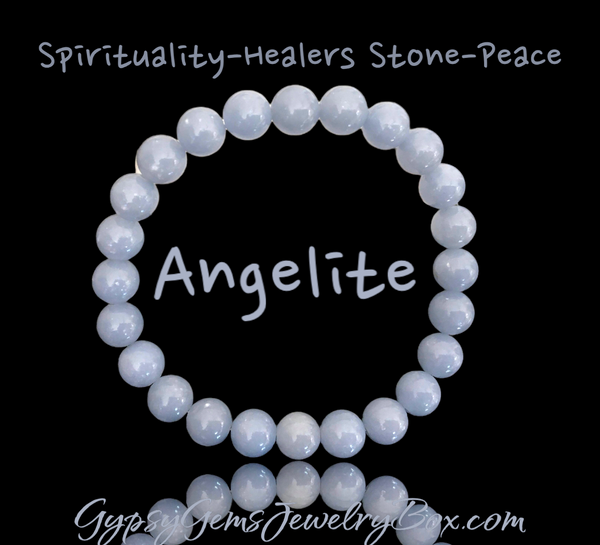 ANGELITE Crystal Gemstone Energy Bead Bracelet "DIVINE"