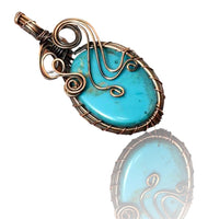 Sleeping Beauty Turquoise Copper Wire Wrapped Pendant