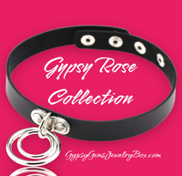 Gypsy Rose Two O Ring Bicast Leather Snap Collar Choker Necklace