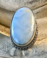 Opal Blue Owyhee Gemstone .925 Sterling Silver Ring (Size: 7.5)