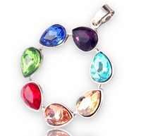 7 Chakra Silver Crystal Circle of Life Pendant Necklace
