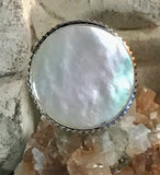 Mother of Pearl Gemstone .925 Sterling Silver Ring (Size: 7.5)