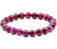 Natural Pink Rose TIGER’S EYE Handmade Gemstone Energy Bead Bracelet