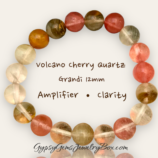 Volcano Cherry Quartz Crystal Energy Bracelet ~ Grandi