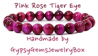 Tiger’s Eye - Pink Rose Custom Size Round Smooth Stretch (8mm) Natural Gemstone Crystal Energy Bead Bracelet