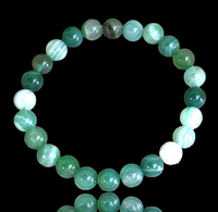 Agate - Banded Botswana Stripe Green Agate Custom Size Round Smooth Stretch (8mm) Natural Gemstone Crystal Energy Bead Bracelet