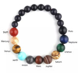 Solar System Blue Goldstone Sandstone Multi Stone Cosmic Galaxy Universe (Smooth or Frosted) Planets Star Stretch Natural Gemstone Crystal Energy Bead Bracelet