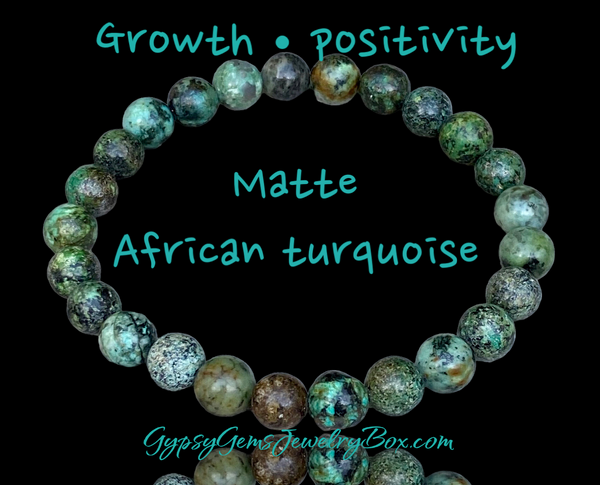 African Turquoise Jasper Gemstone Matte Rustic Crystal Energy Bead Bracelet "RUSTIC BEAUTY”
