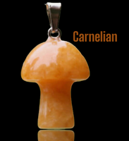 Mushroom Crystal Gemstone Pendant Necklace
