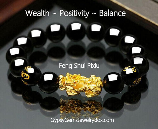 TCC™ Black Obsidian Feng Shui Pixiu Wealth Charm Bracelet – The Click Cart