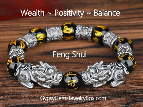 FENG SHUI BLACK OBSIDIAN PIXIU Energy Bracelet
